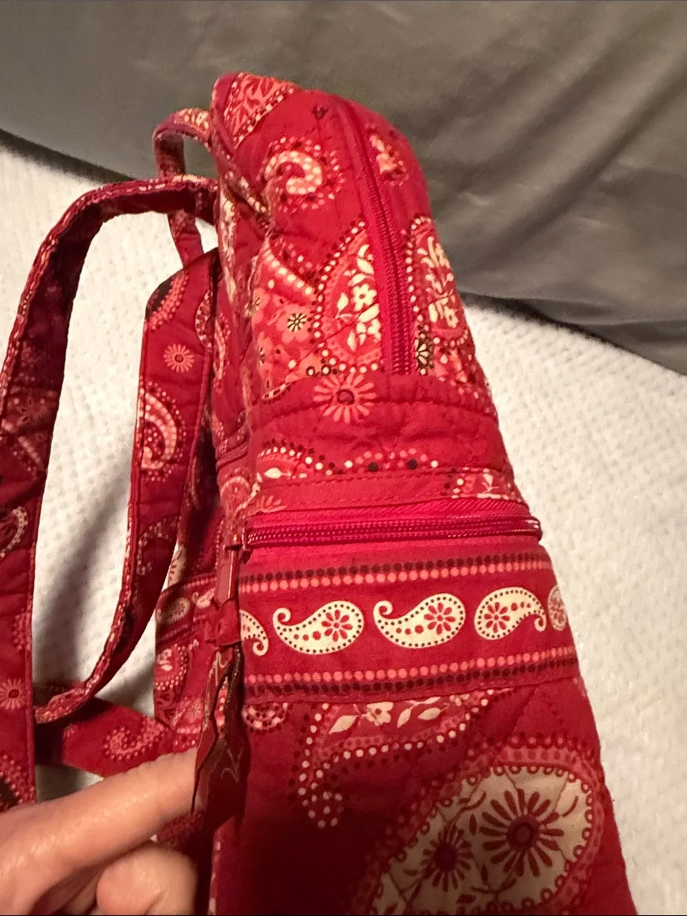 Vera Bradley Raspberry Fizz Backpack Retired 2008 Red Paisley Quilted